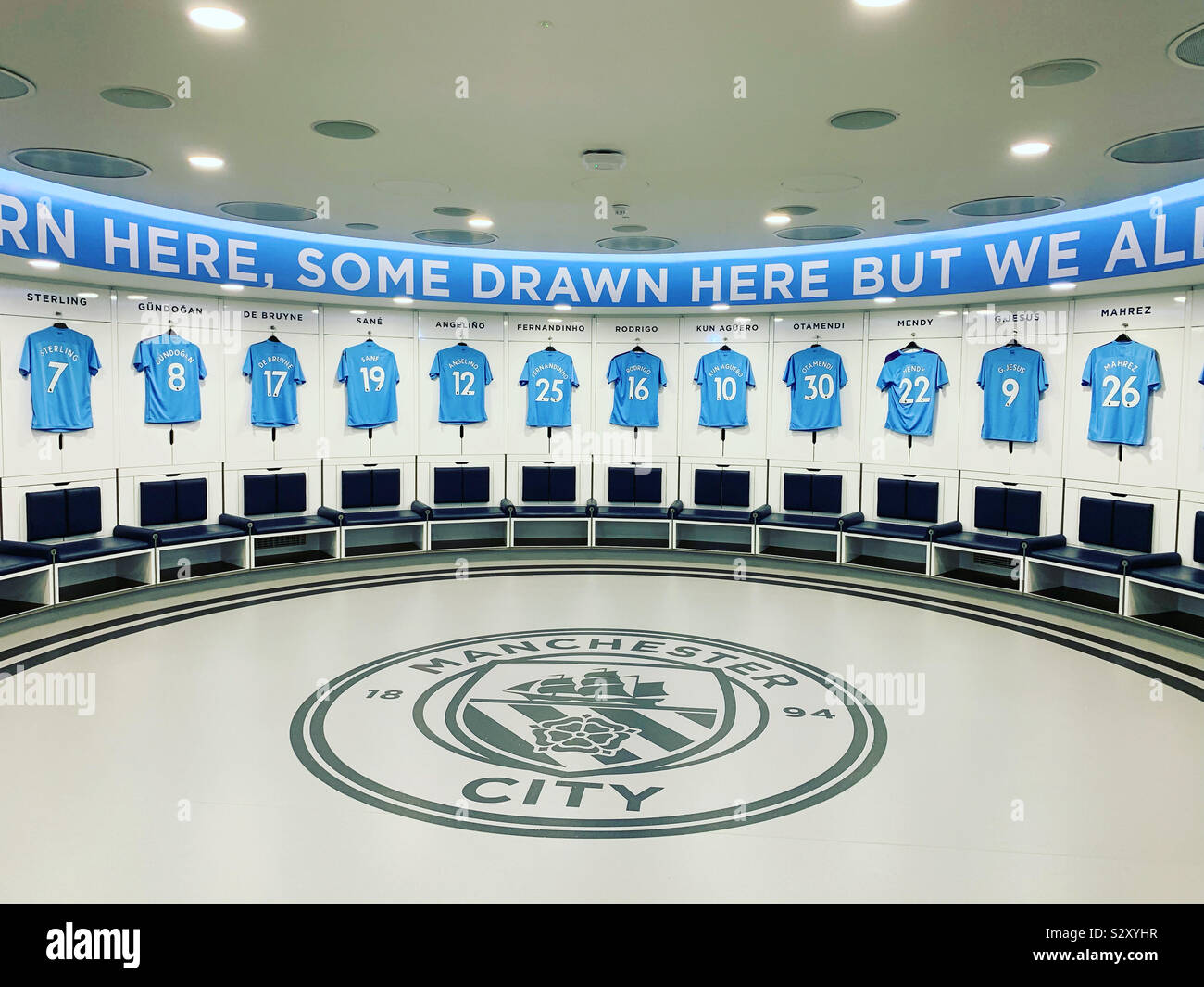 Manchester City home changing room Stock Photo - Alamy