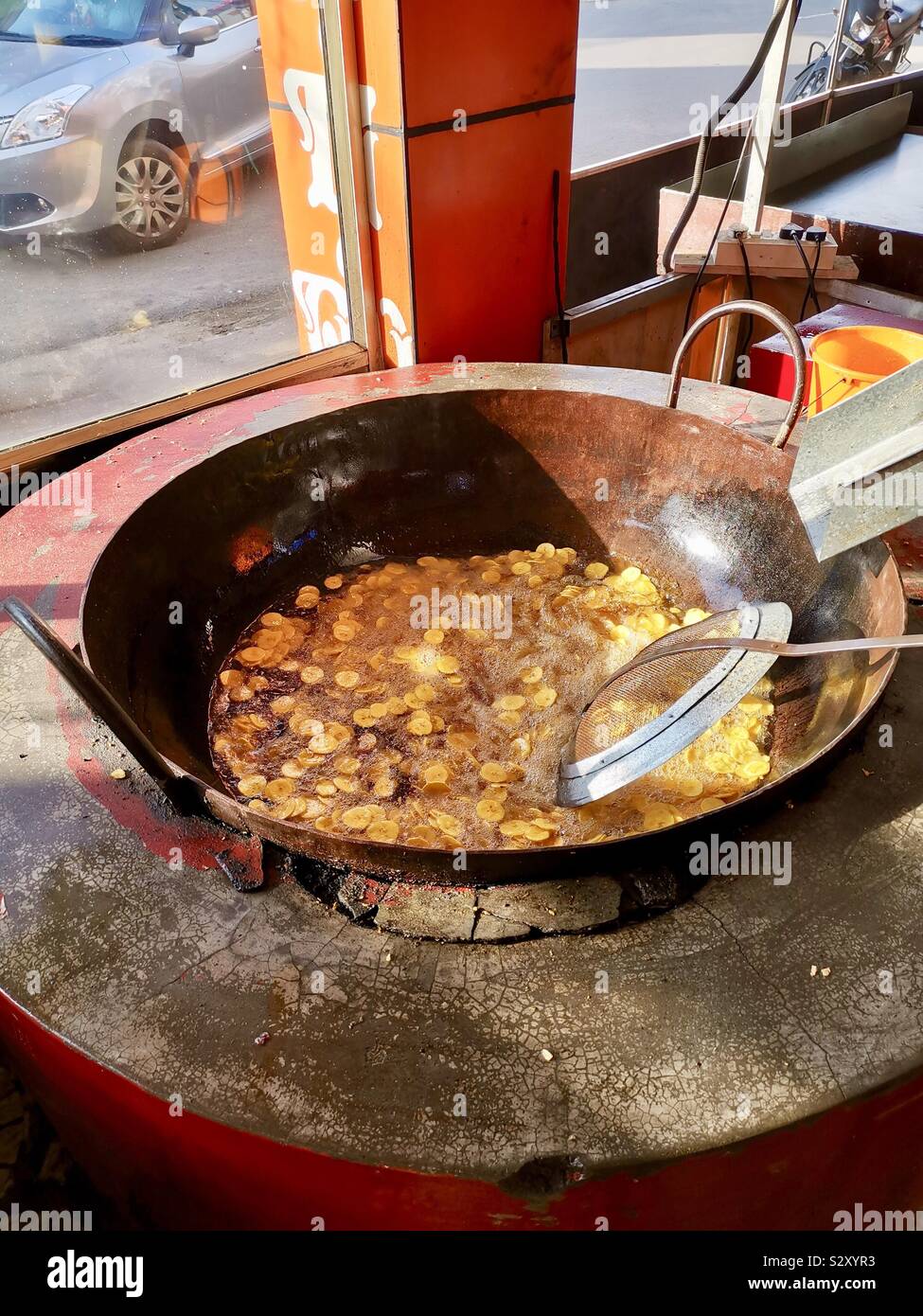 Deep frying Banana chips in Kerela, India Stock Photo Alamy