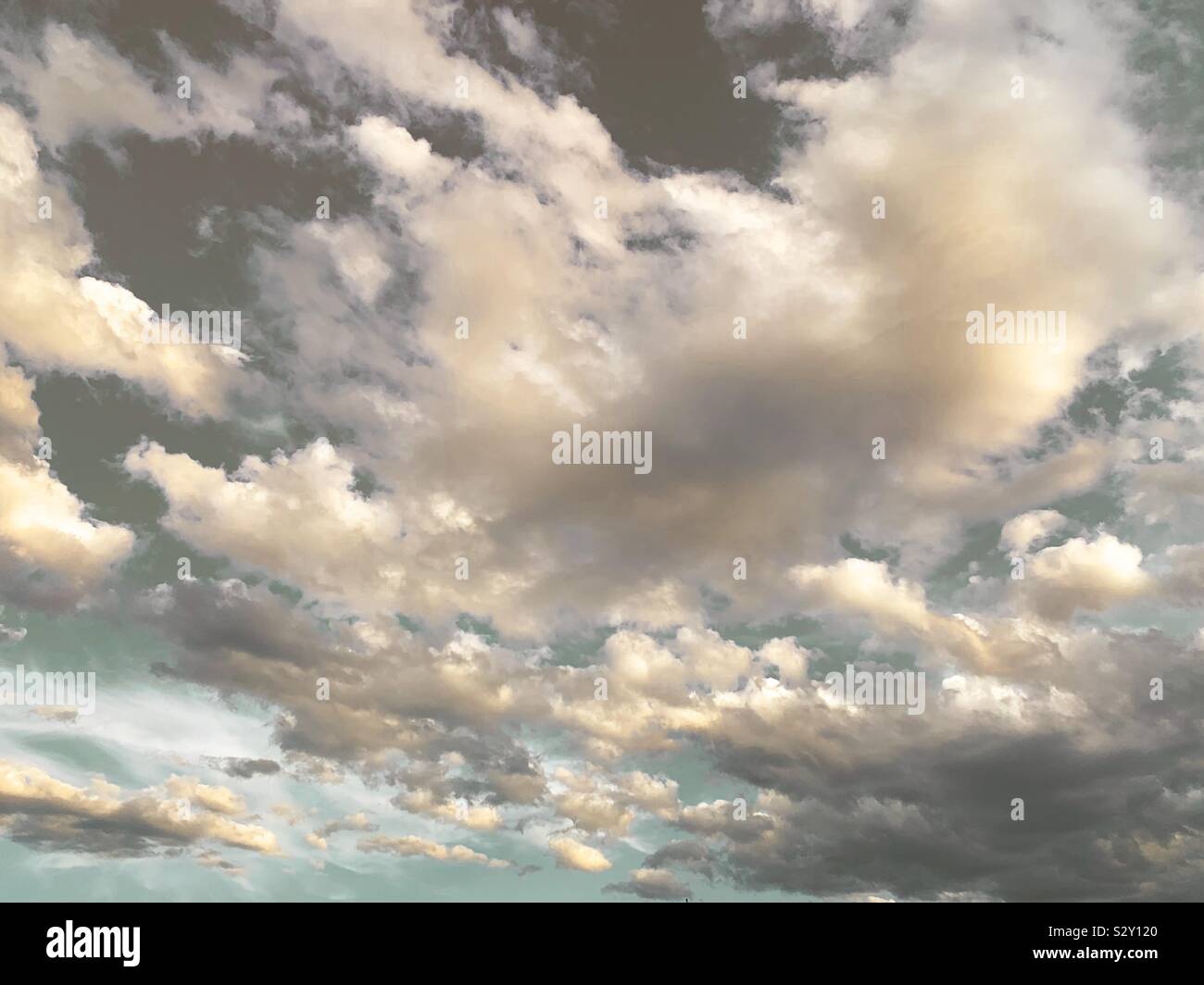 Fluffy clouds in the sky. - Smartphone Captured Stock Image