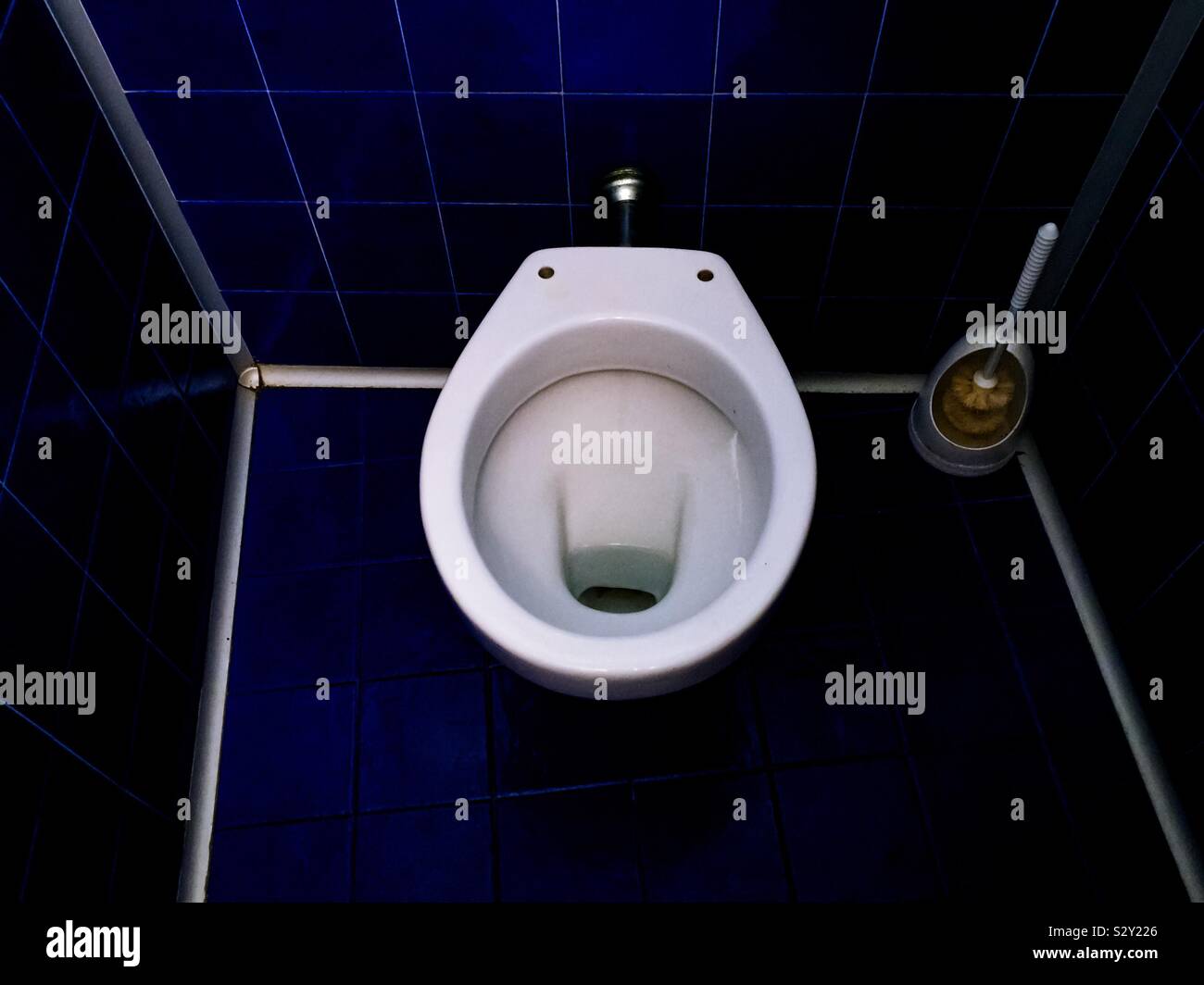 Toilet in blue and white - Smartphone Captured Stock Image