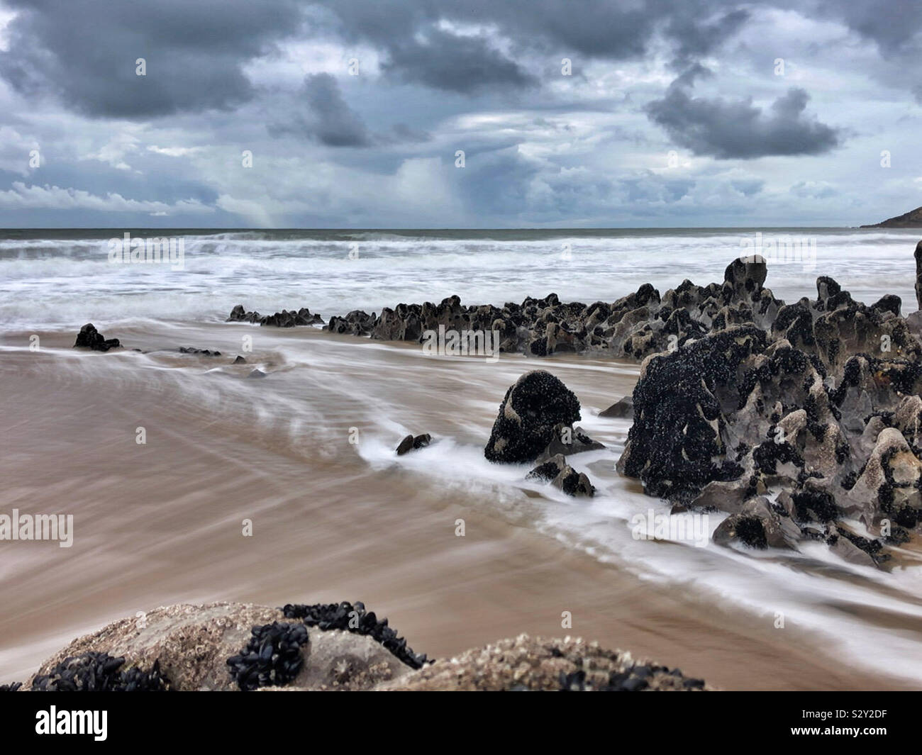 Rough seas on the Welsh coast - Smartphone Captured Stock Image
