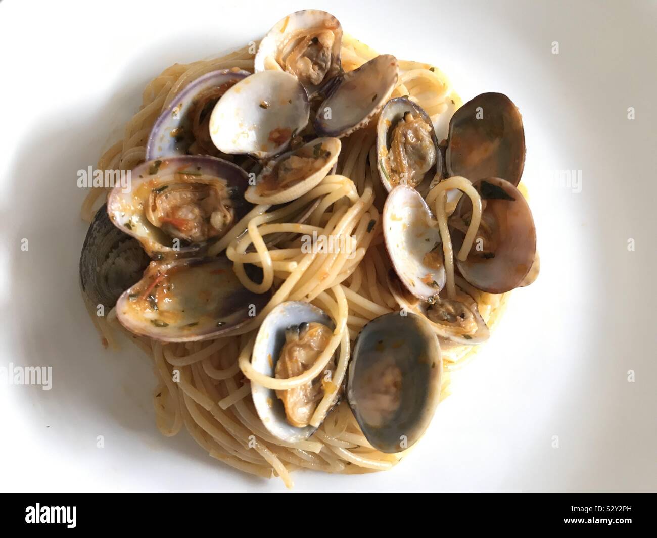 Spaghetti with clams Stock Photo Alamy