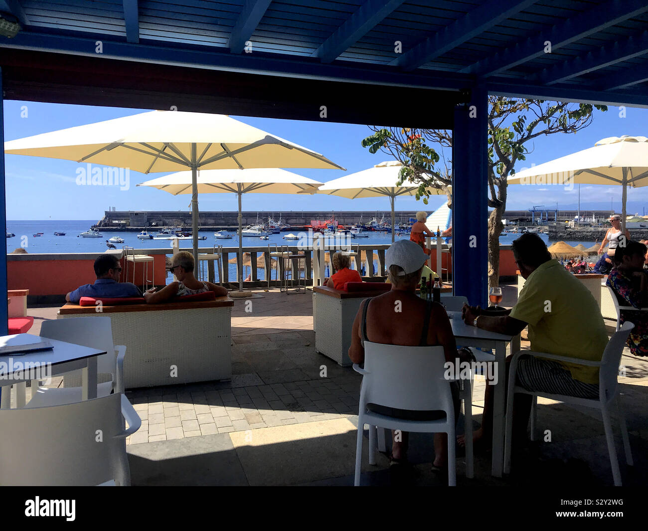 Beach bar view at Playa San Juan, Tenerife Stock Photo Alamy