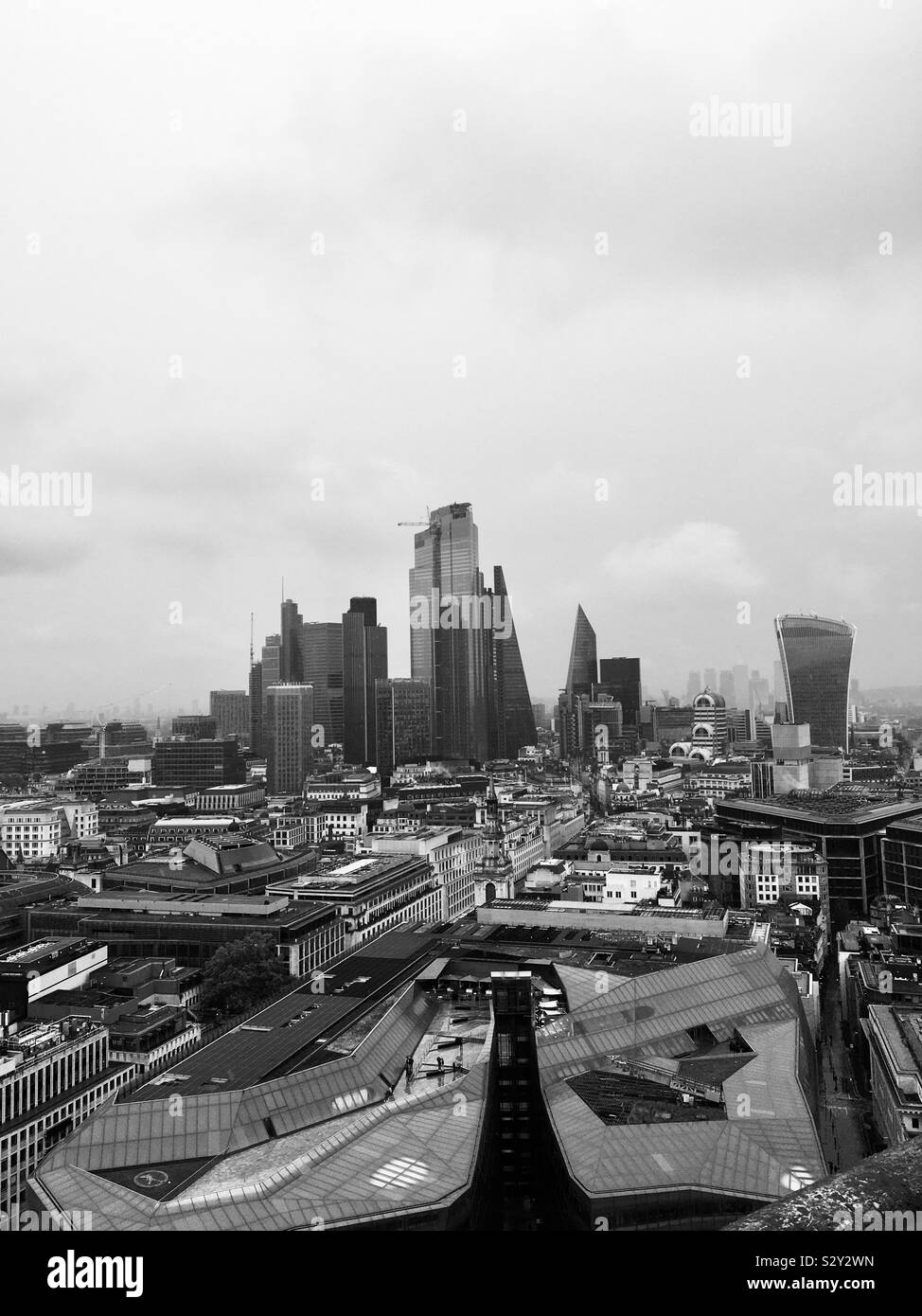 City of London skyline, overlooking New Change, from St Paul’s Cathedral: 2019 Stock Photo