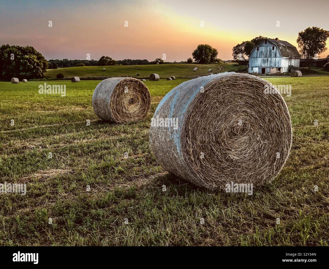 Big hay bales near Stillwater, Minnesota Stock Photo Alamy