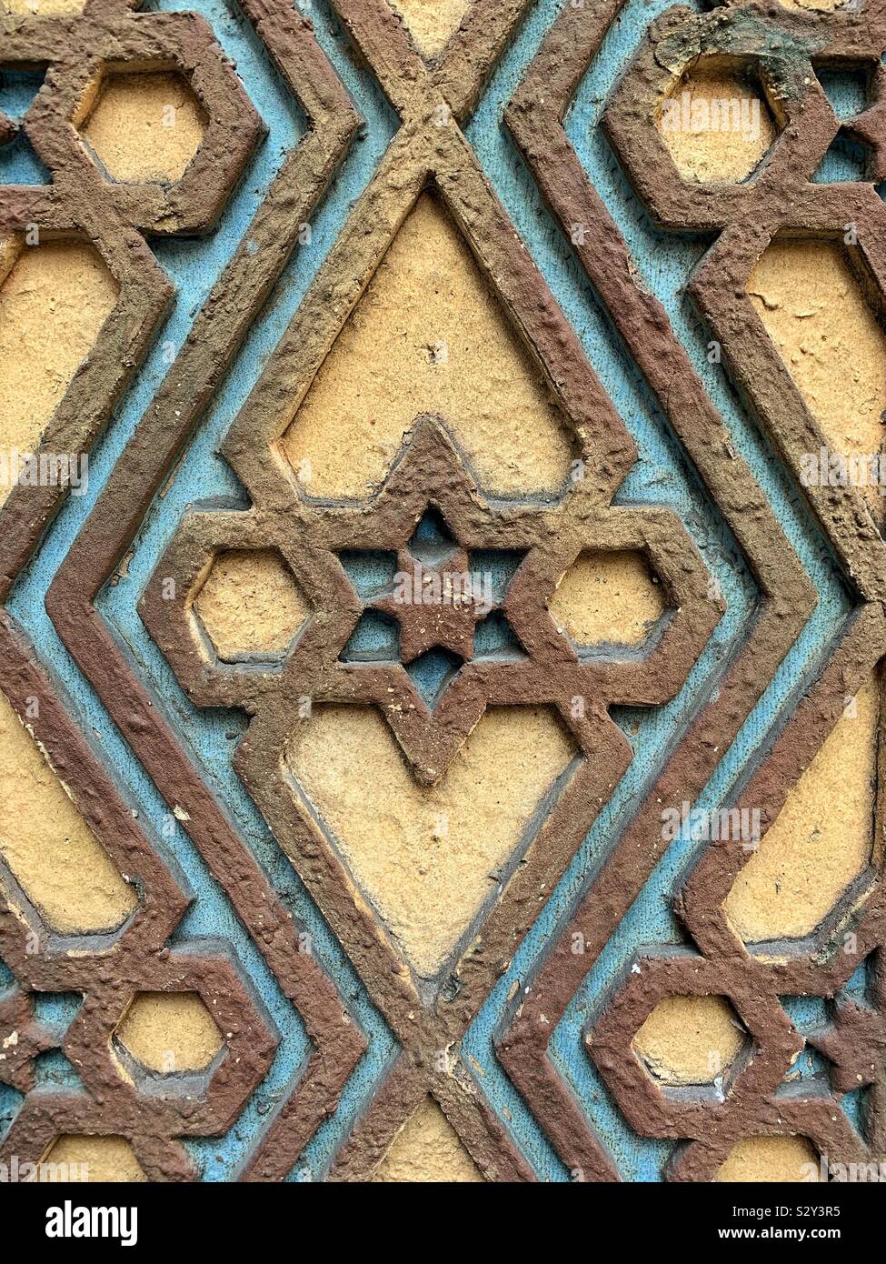 Intricate building facade detail including the Star of David. - Smartphone Captured Stock Image