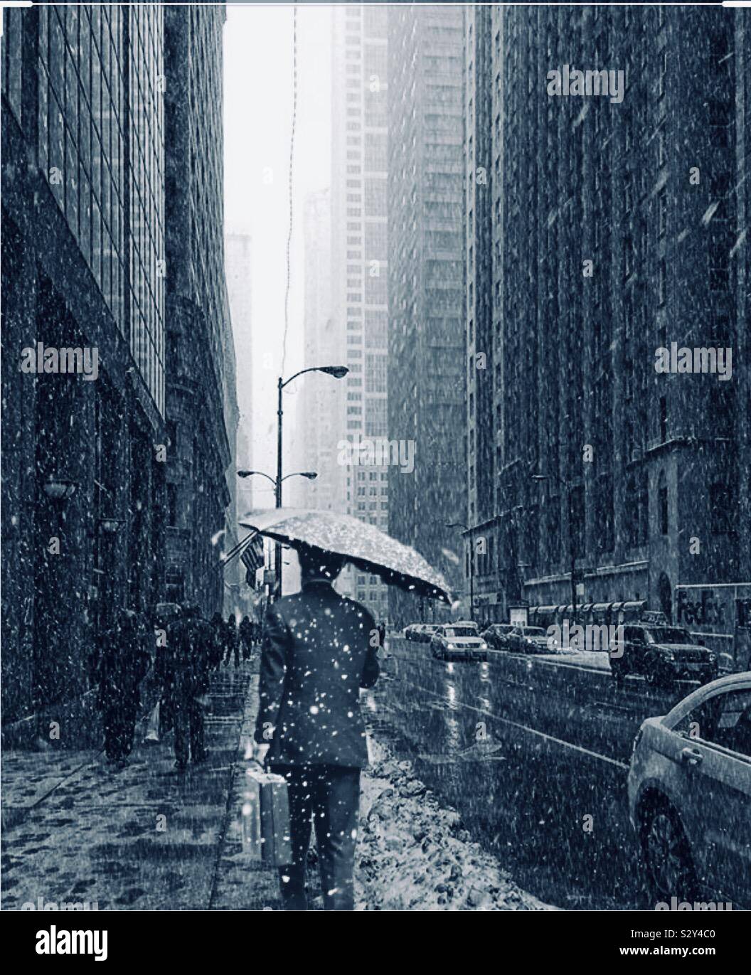 Chicago first snow Stock Photo Alamy