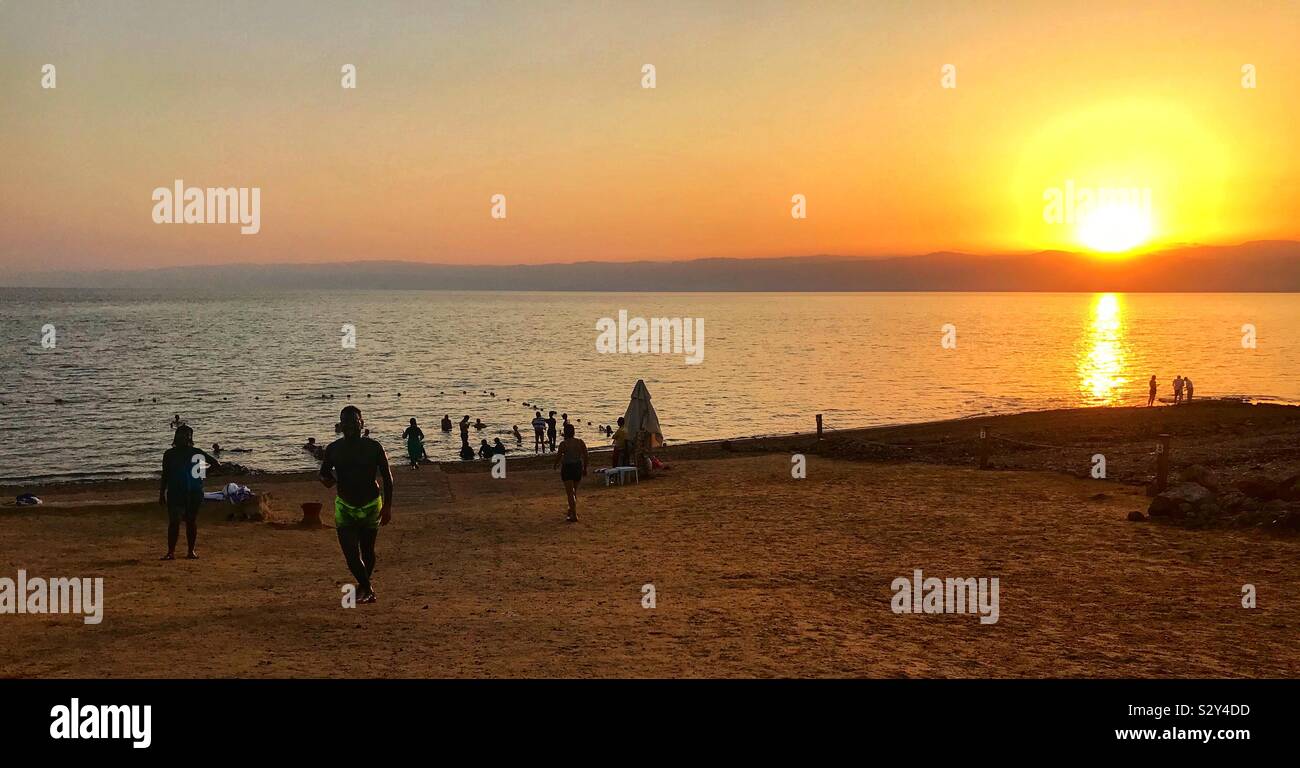 Sunset at the Dead Sea Jordan Stock Photo