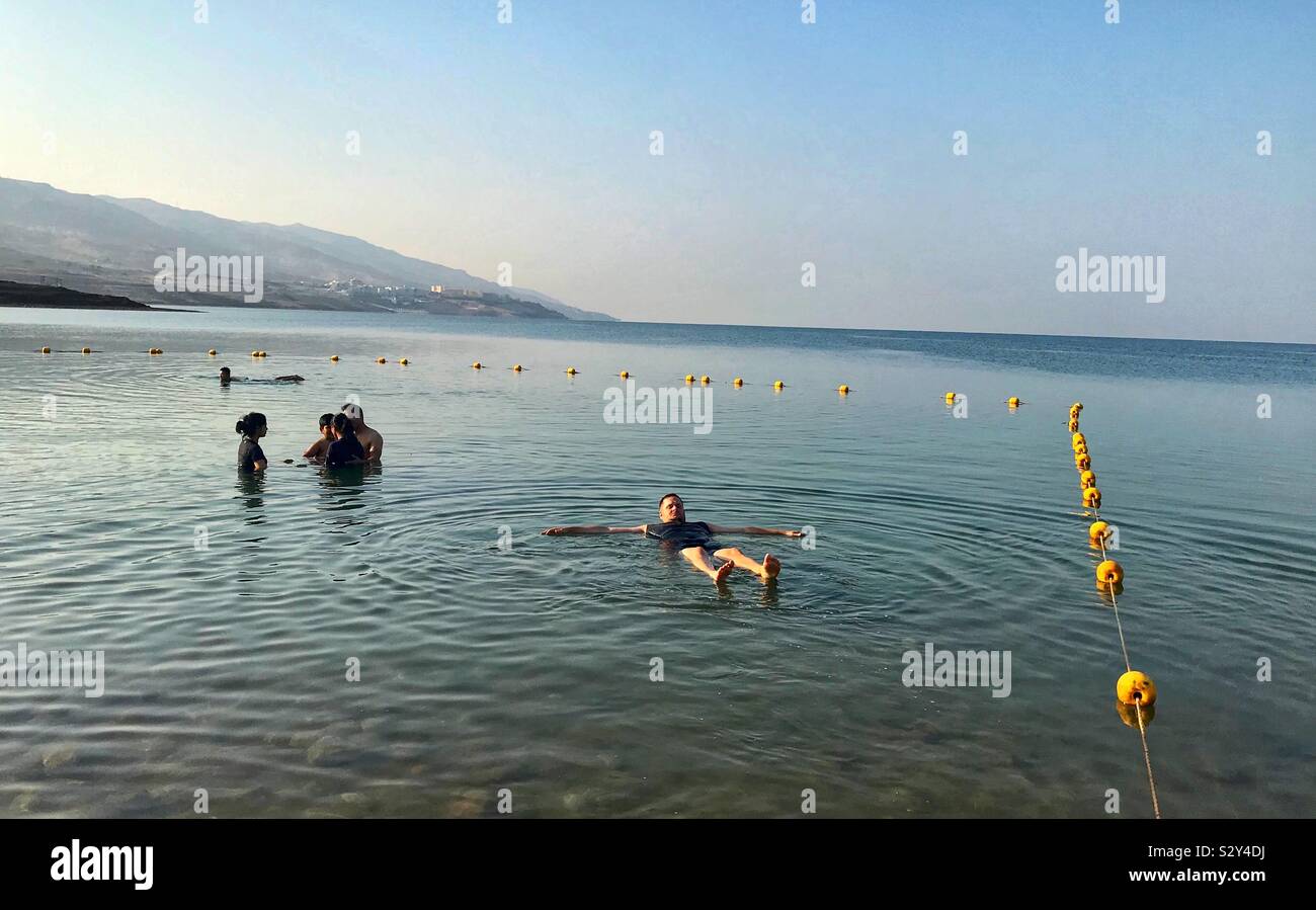 Floating in the Dead Sea Jordan - Smartphone Captured Stock Image