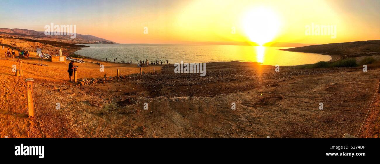 Sunset at the Dead Sea Jordan - Smartphone Captured Stock Image
