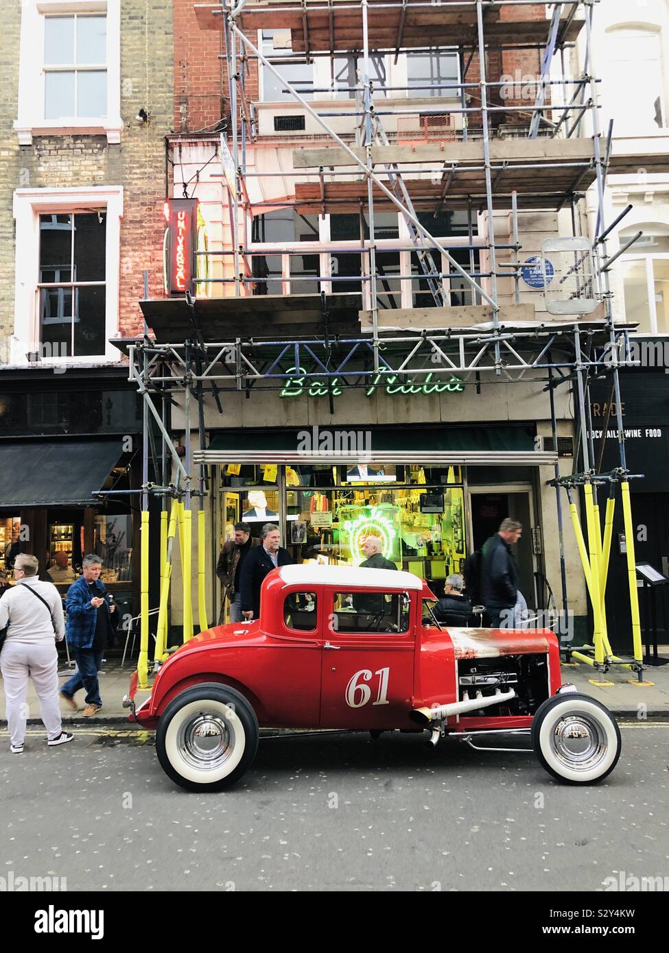 Unusual ford car parked outside bar italia Frith street london Stock Photo