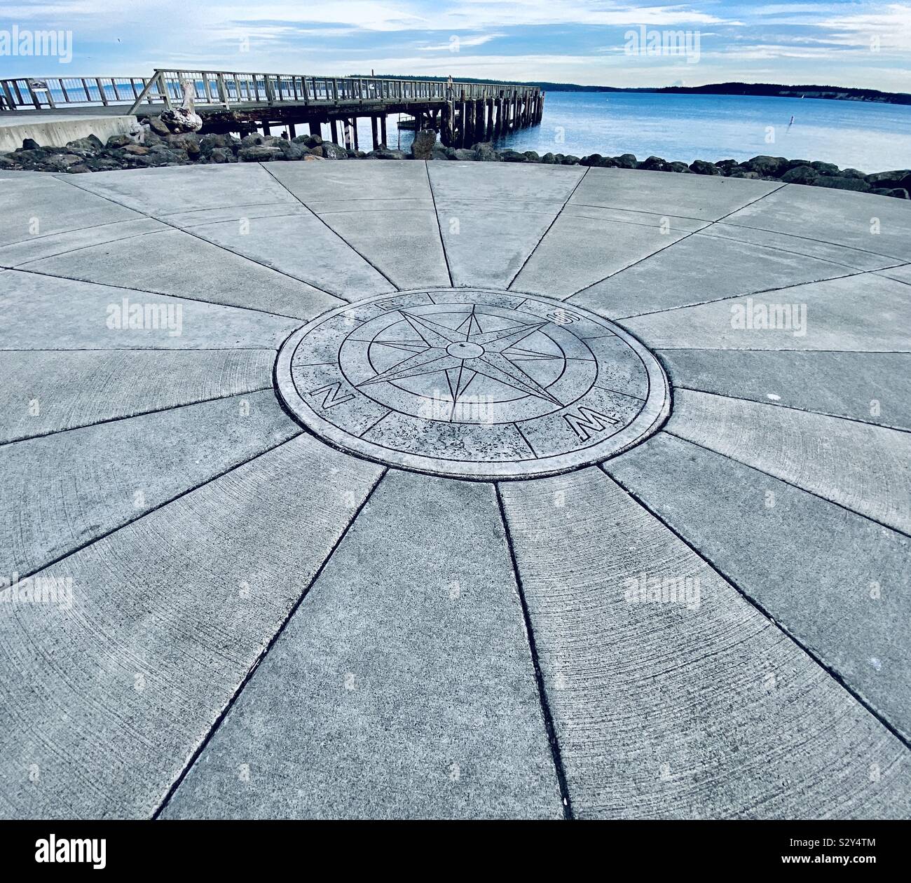 Compass rose at the waterfront in Port Townsend, Washington state, USA Stock Photo