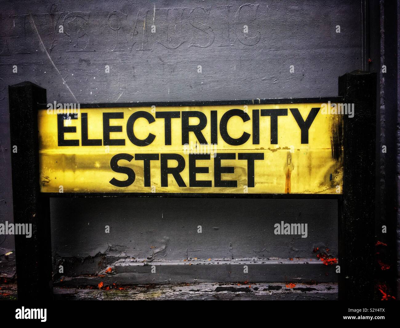 Electricity street name in Crewe Cheshire Uk - Smartphone Captured Stock Image