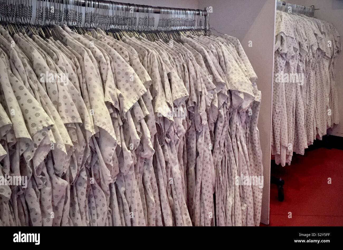 Patient gowns at the Heart Attack Grill in Las Vegas Stock Photo
