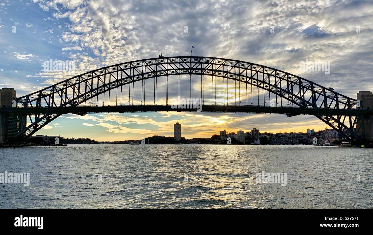 Sydney Harbour Bridge at sunset - Smartphone Captured Stock Image