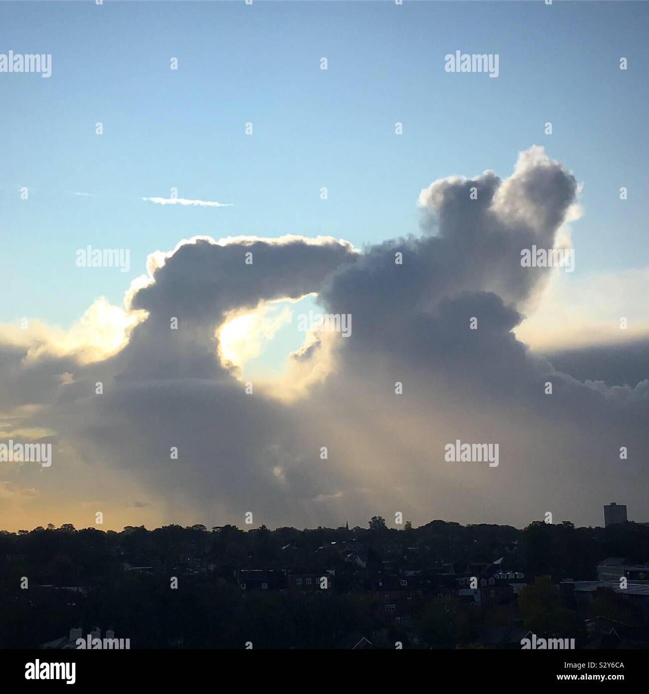 Weird clouds over Southampton. What do you see? Stock Photo