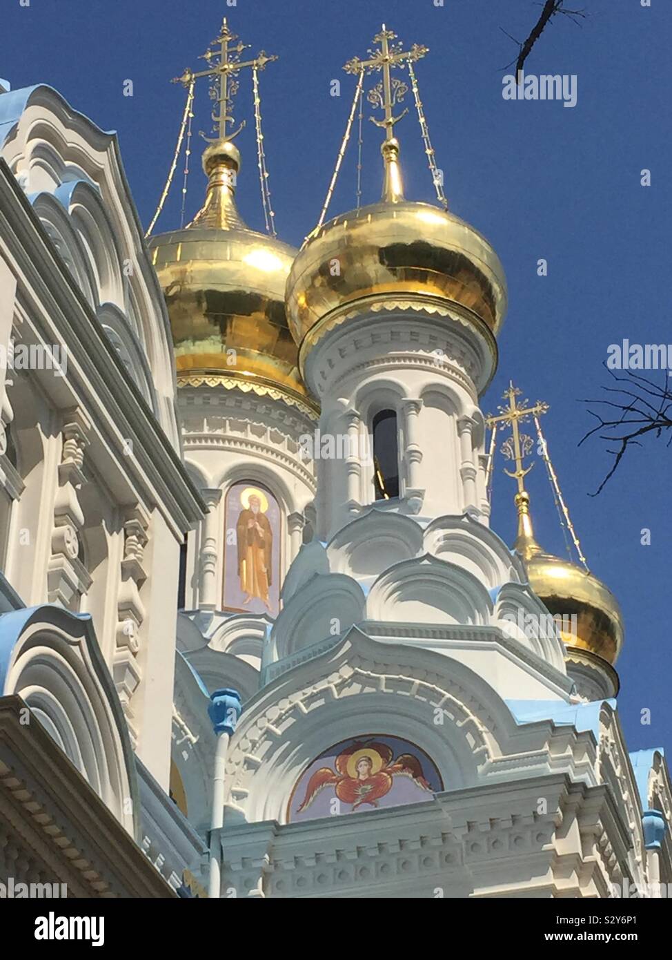 Russian church, Karlovy vary, Czech Republic. Karlsbad Stock Photo
