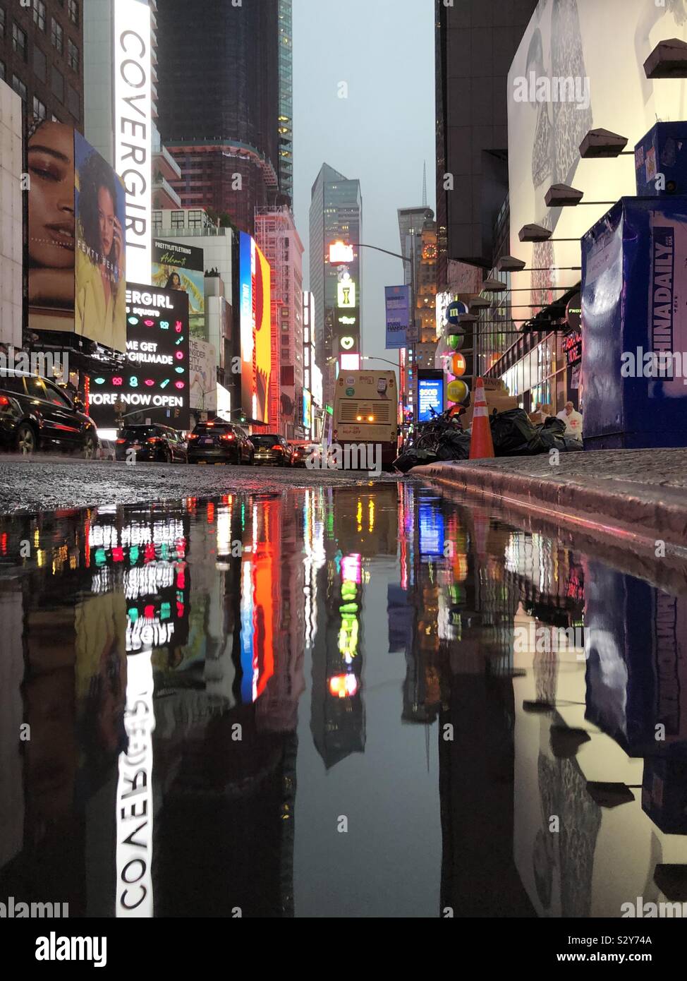Times Square, NYC reflections Stock Photo