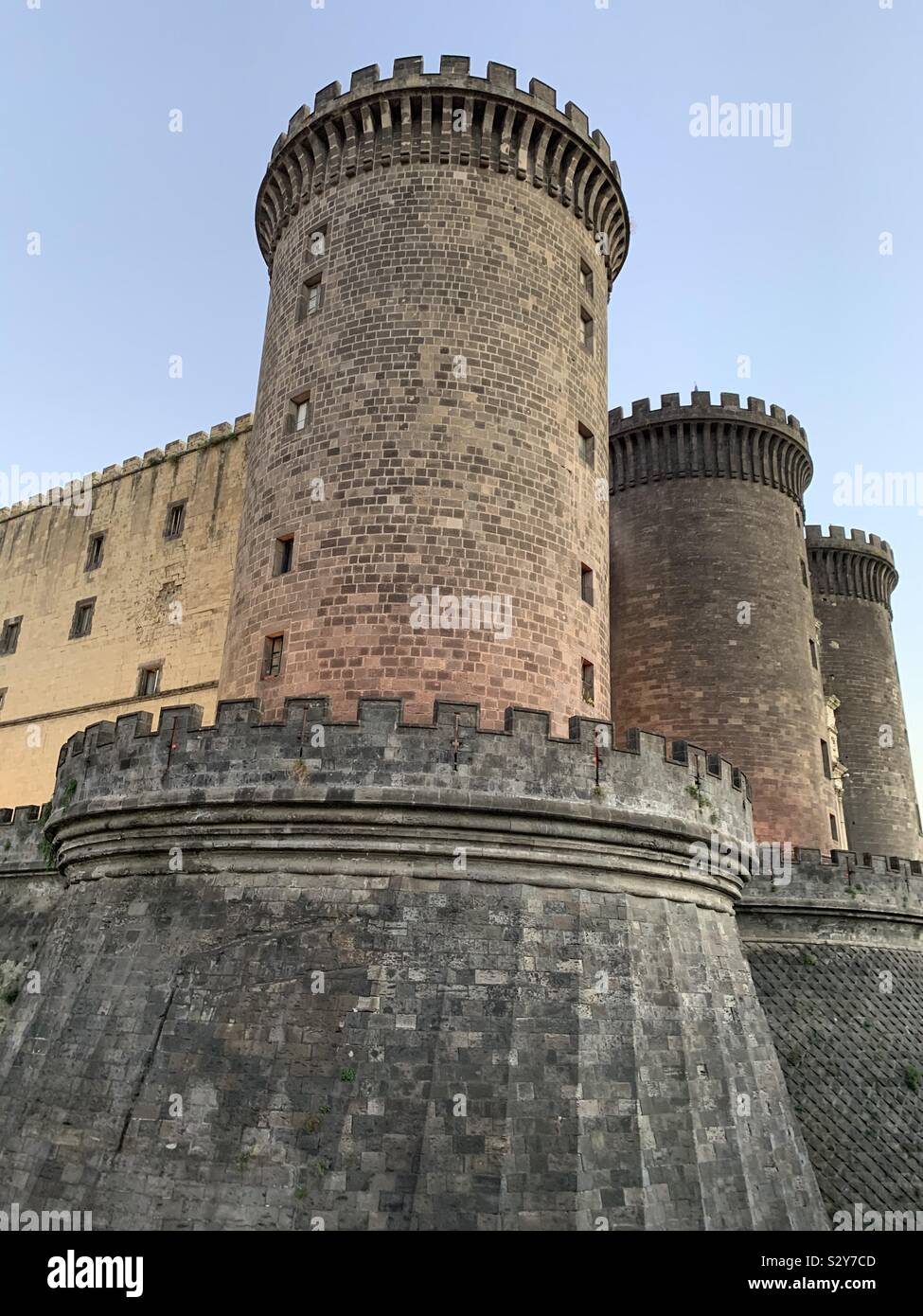 Castel Nuovo, also called Maschio Angioino, medieval castle, touristic attraction of Naples, Campania region, Italy - Smartphone Captured Stock Image