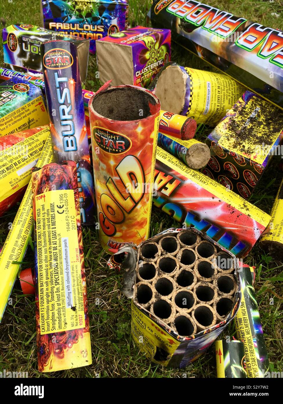Disused fireworks after bonfire night - Smartphone Captured Stock Image