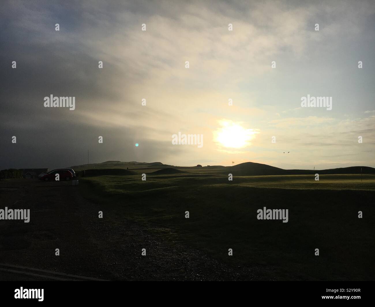 Sunrise over freshwater bay golf course Isle of Wight Stock Photo Alamy