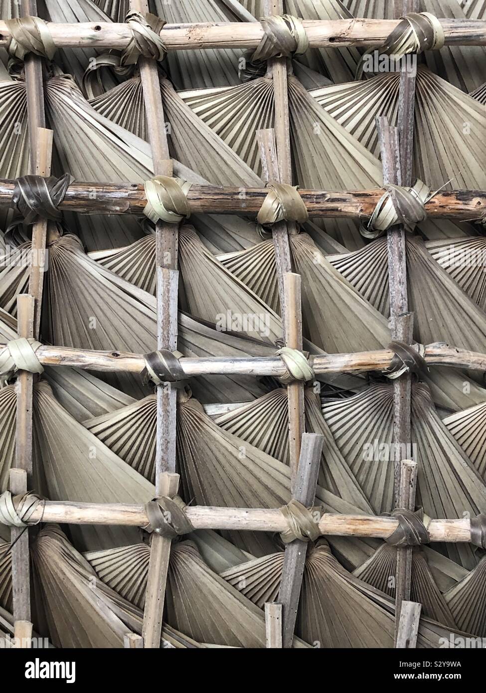 Rustic palm leaf ceiling and roof. Handmade by artisans Stock Photo Alamy