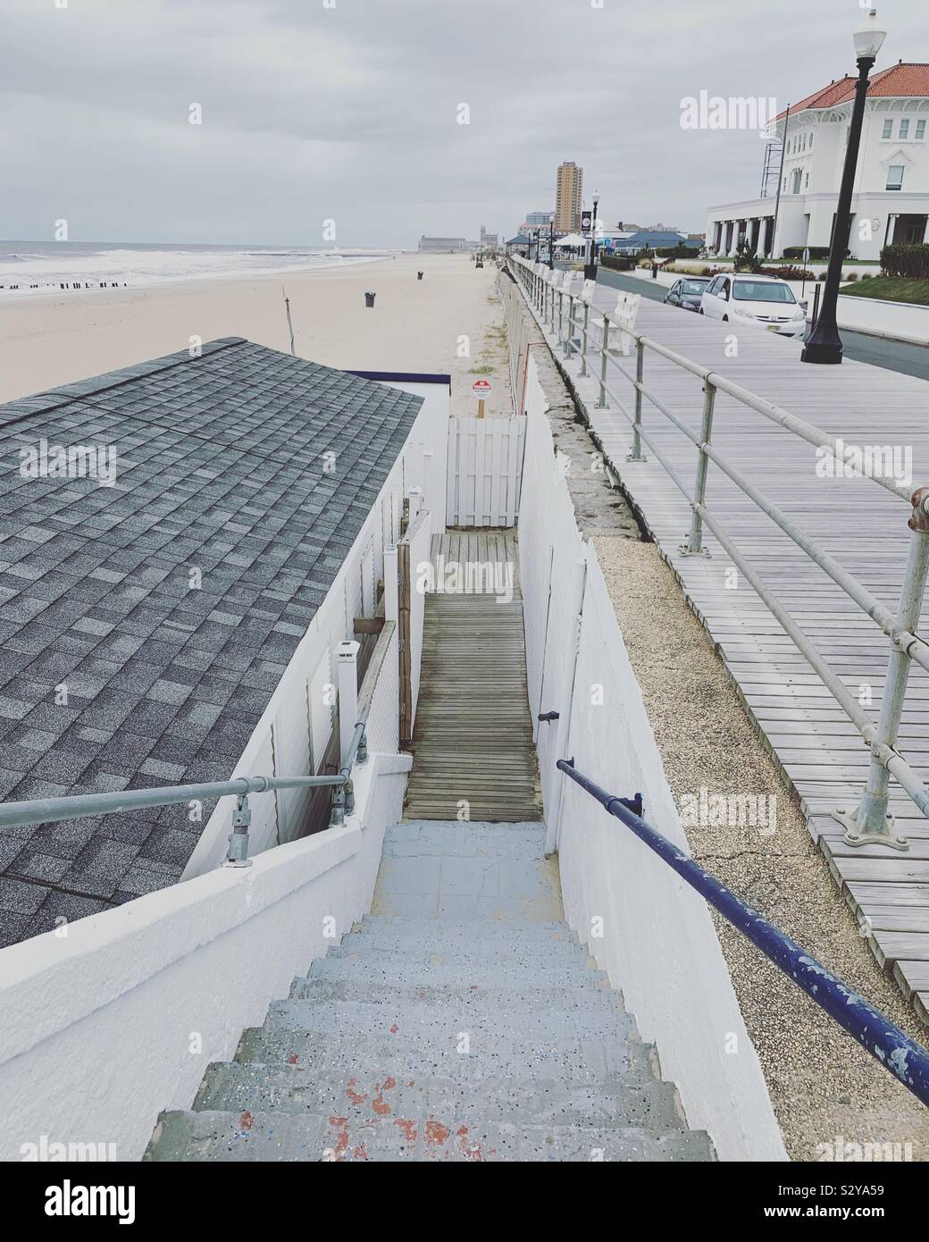 Steps towards the beach, Allenhurst, Monmouth County, New Jersey, United States - Smartphone Captured Stock Image