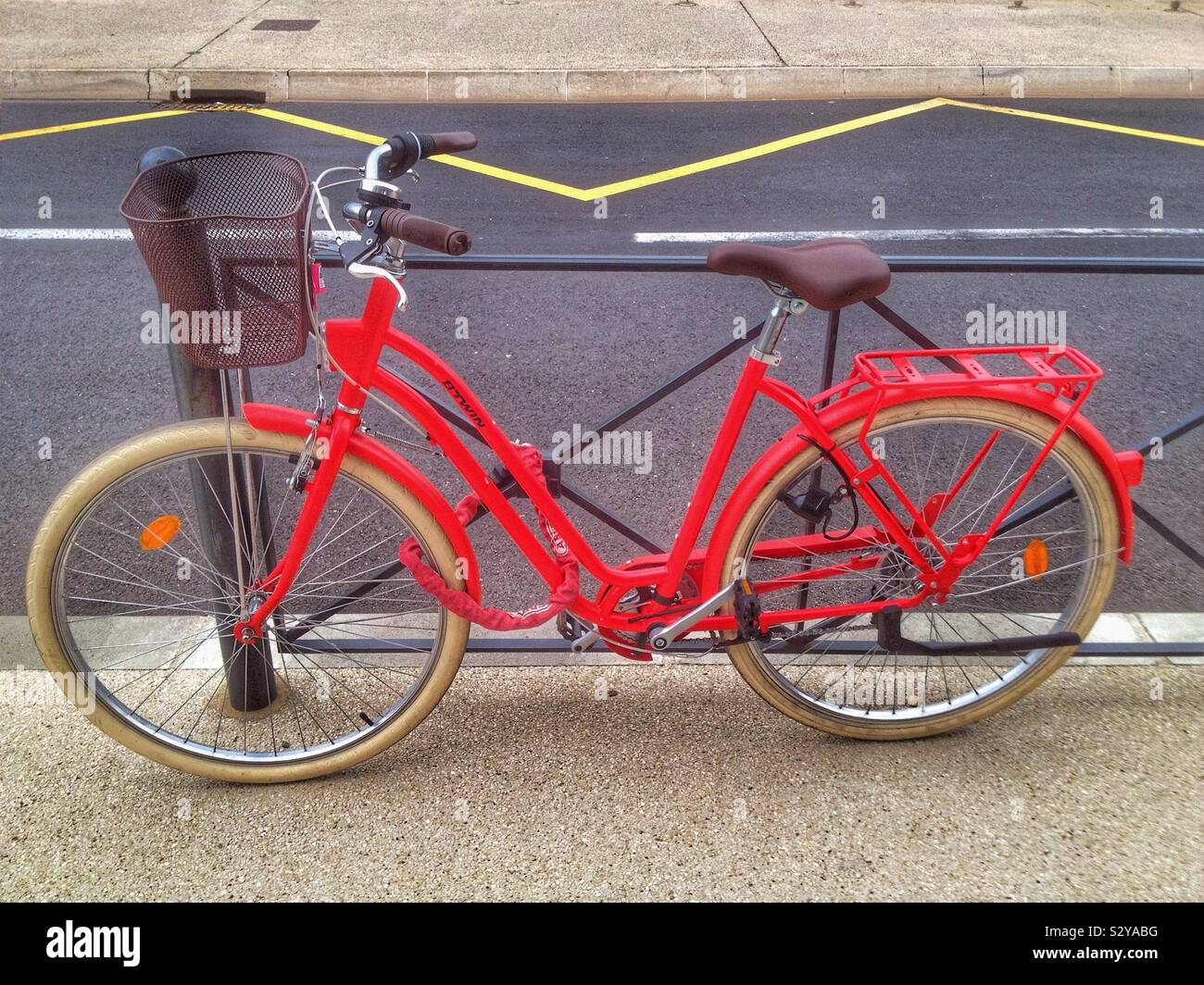 Red bicycle in Flagstaff - Smartphone Captured Stock Image