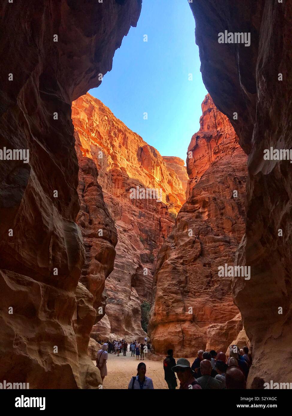 Walking through the siq at Petra - Smartphone Captured Stock Image