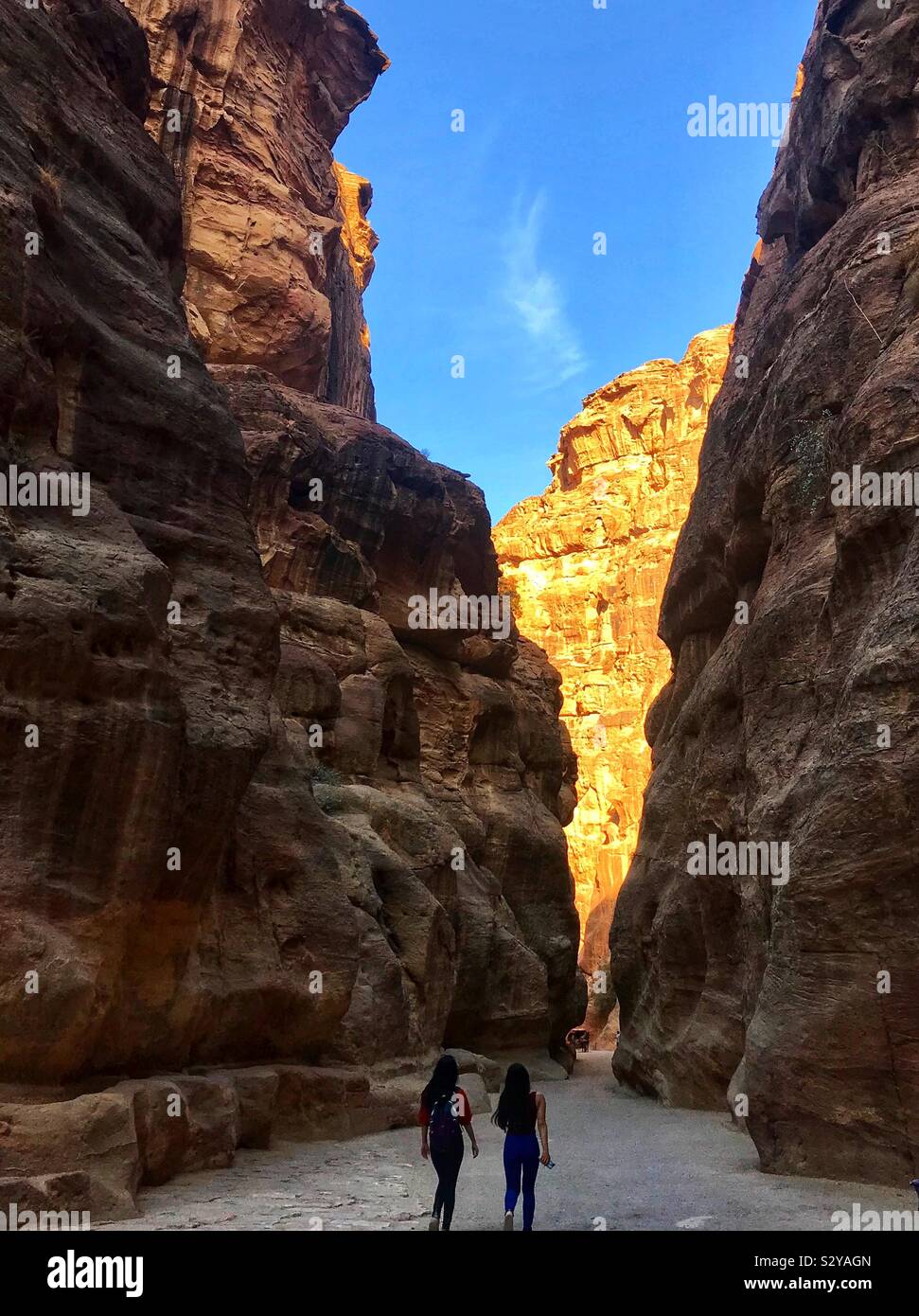 Walking through the siq at Petra - Smartphone Captured Stock Image