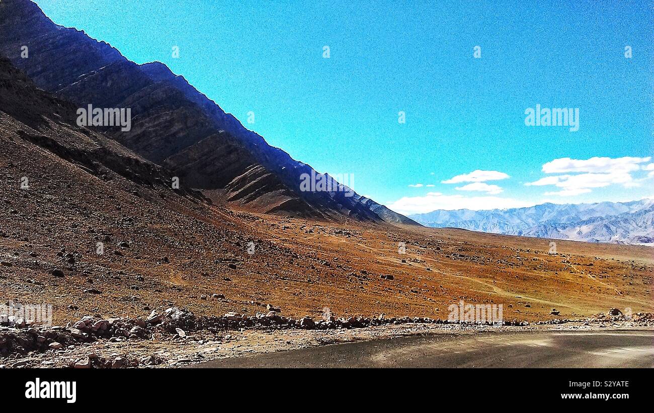 Well I am speechless about the landscapes in Ladhak Stock Photo