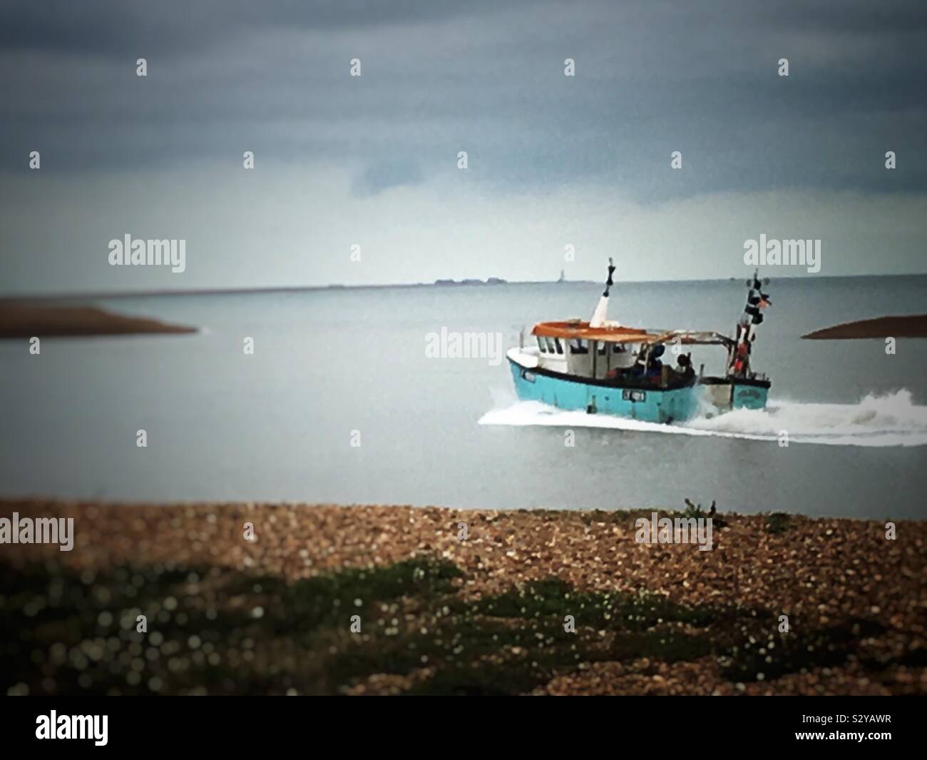 Fishing boat Shingle Street Suffolk England - Smartphone Captured Stock Image