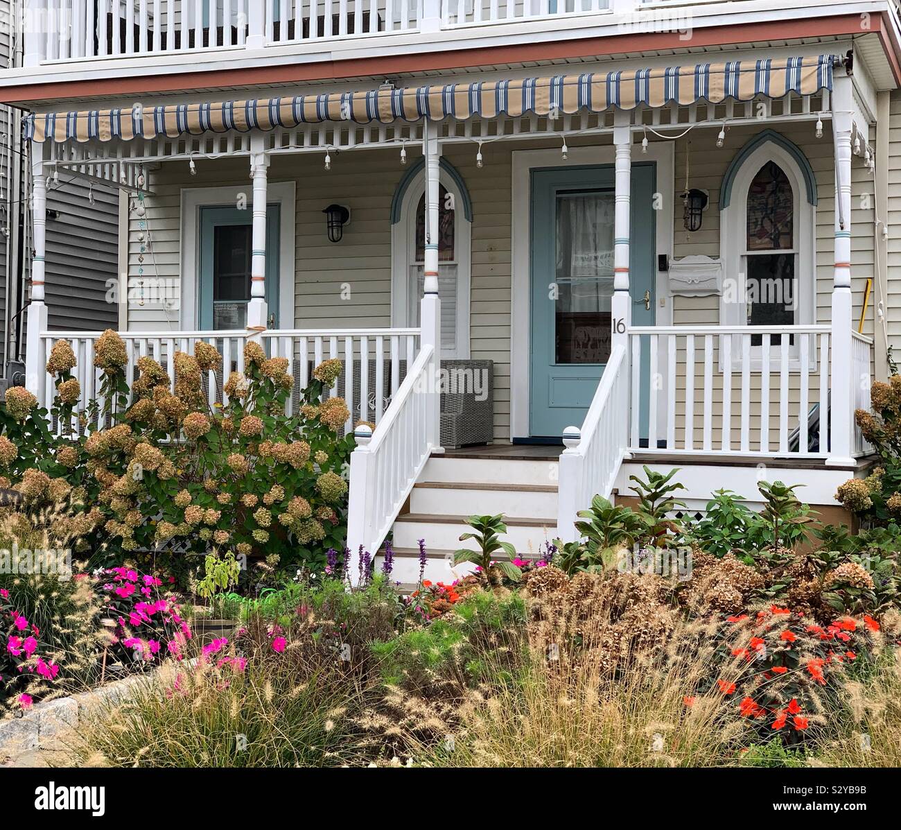Front porch of a Victorian home in Ocean Grove, Neptune Township