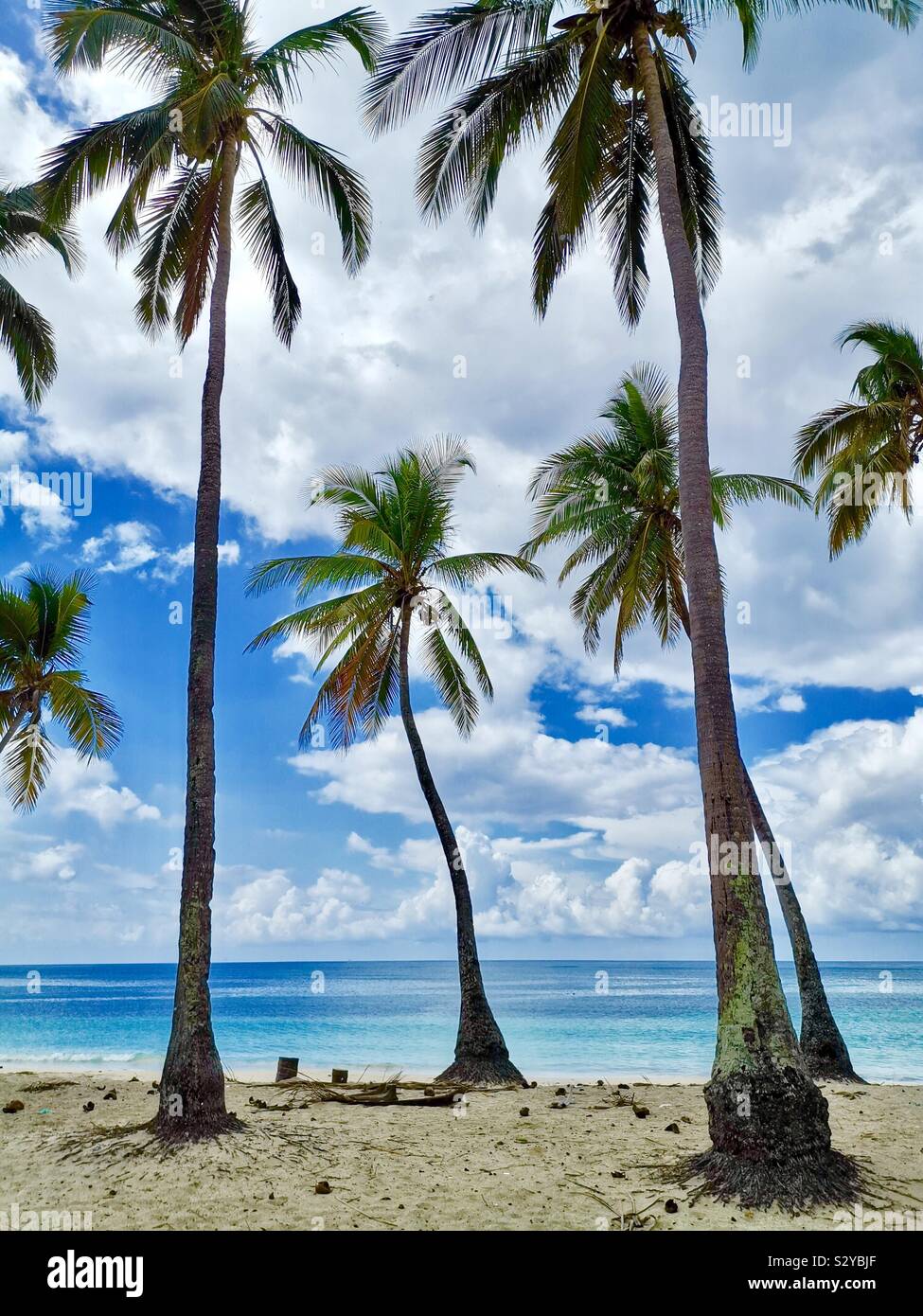 The beautiful beach at Mitsamiouli in Comoros. - Smartphone Captured Stock Image