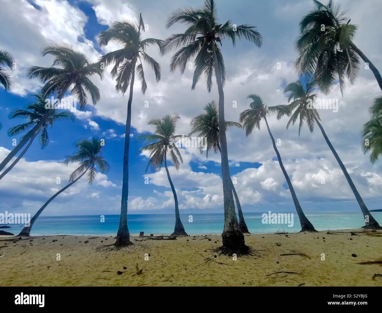 The beautiful beach at Mitsamiouli in Comoros. - Smartphone Captured Stock Image