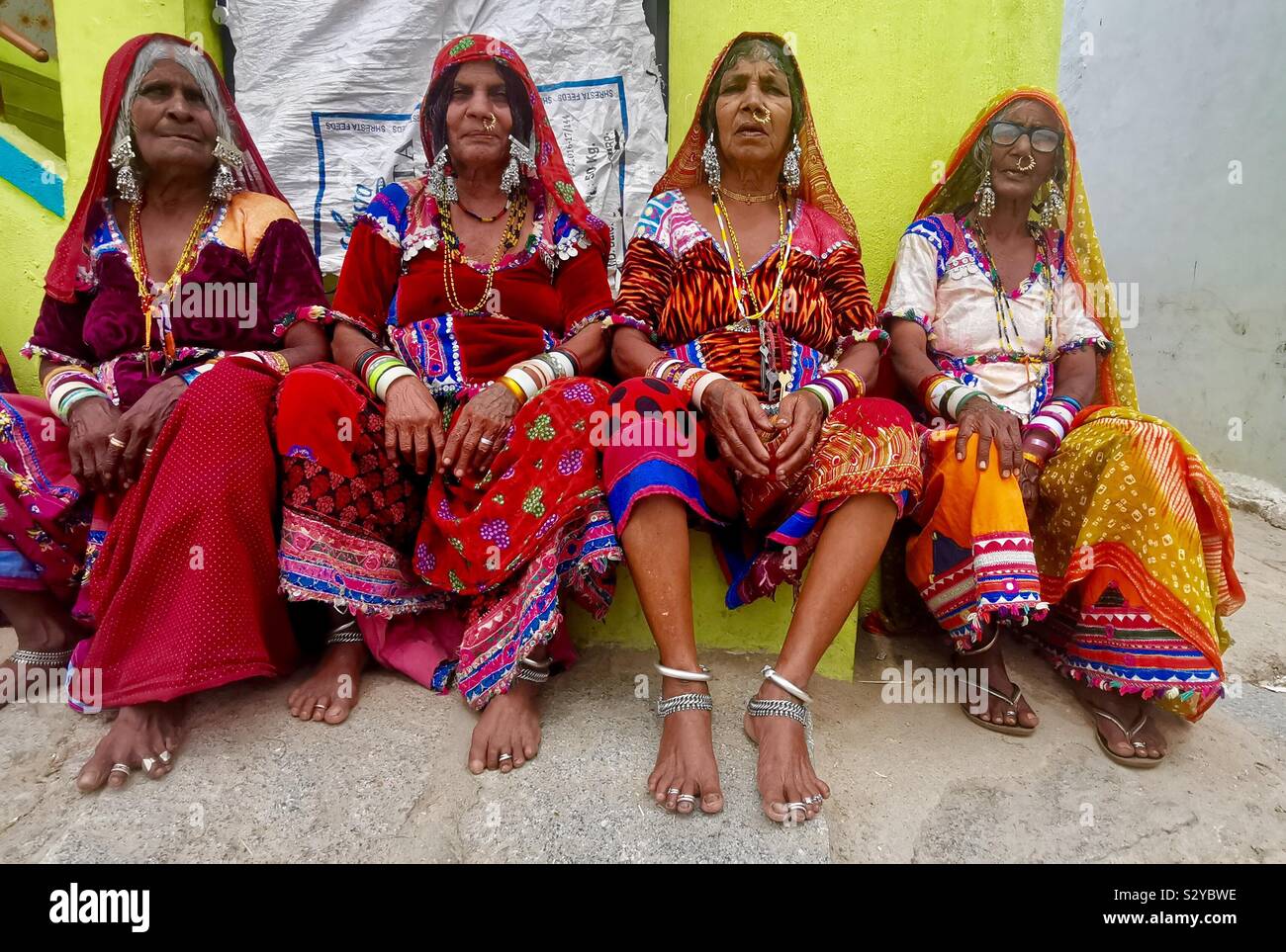 Lambadi women in their village in Karnataka, India. Stock Photo