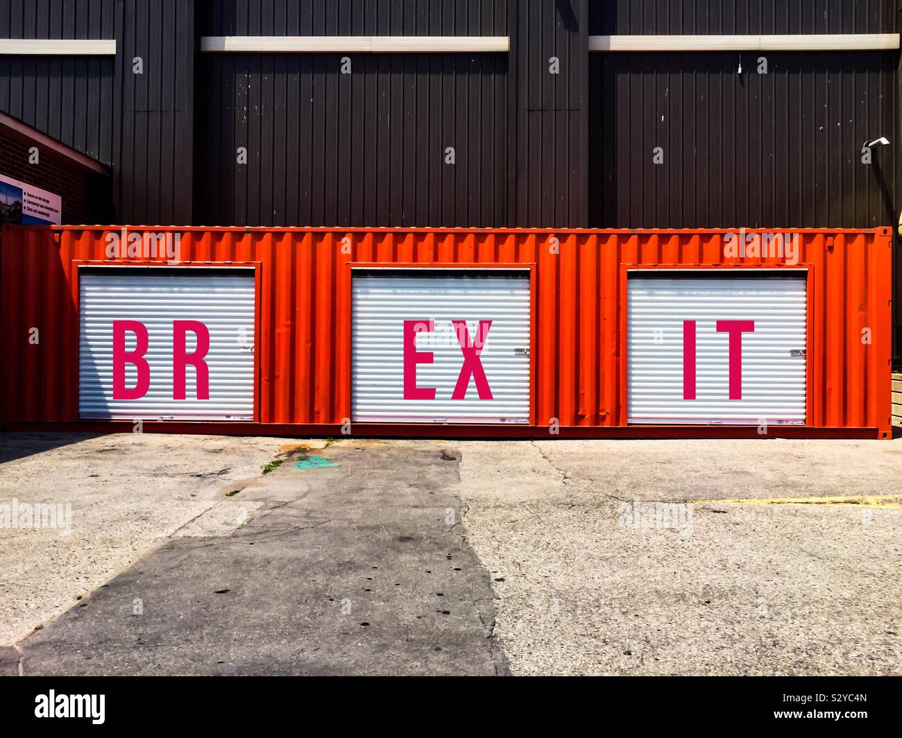 BREXIT boxes. An unusual icon. Celebration or commemoration. Souvenir. Three parts: Pre. Present. Post. - Smartphone Captured Stock Image
