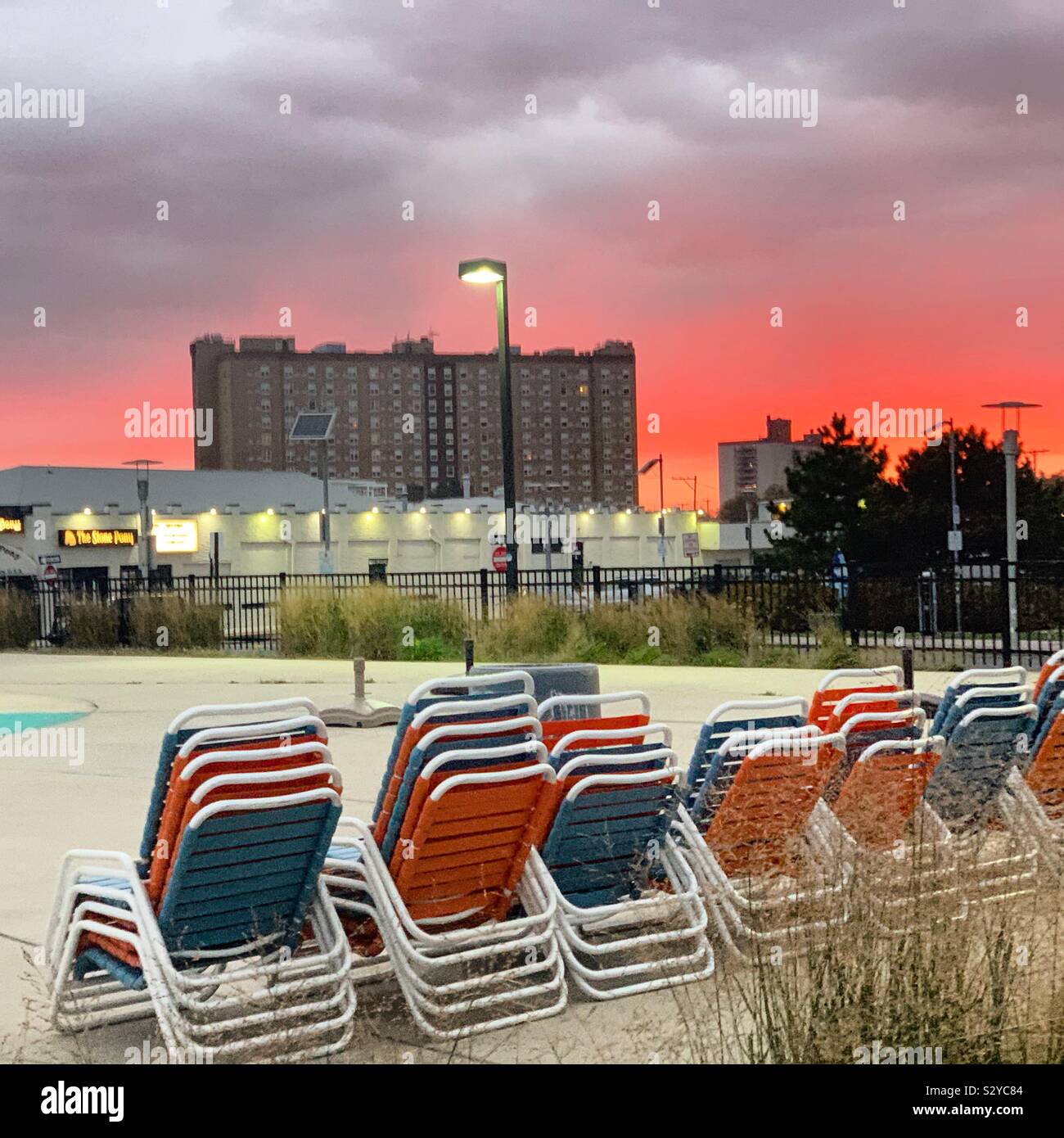 Sunset, Asbury Park, Monmouth County, New Jersey, United States - Smartphone Captured Stock Image
