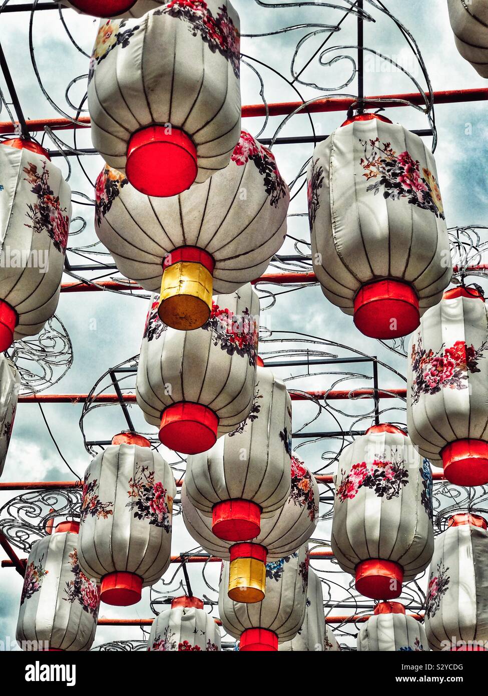 Hanging Chinese lanterns - Smartphone Captured Stock Image