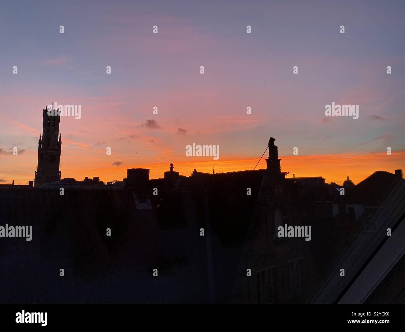 Sunrise over Bruges - Smartphone Captured Stock Image