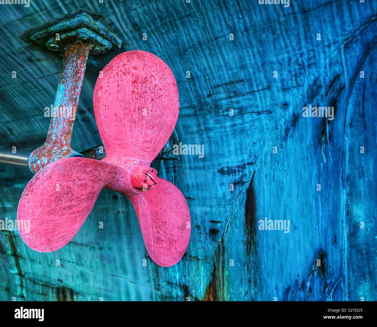 Pink propellor and blue hull - Smartphone Captured Stock Image