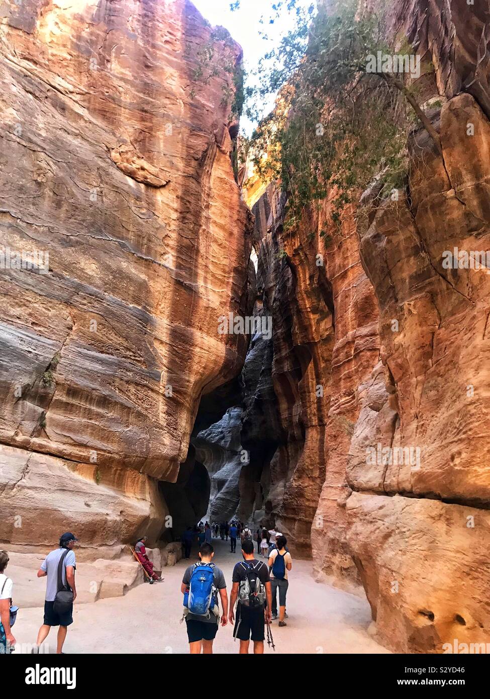 Walking through the siq at Petra. Jordan - Smartphone Captured Stock Image