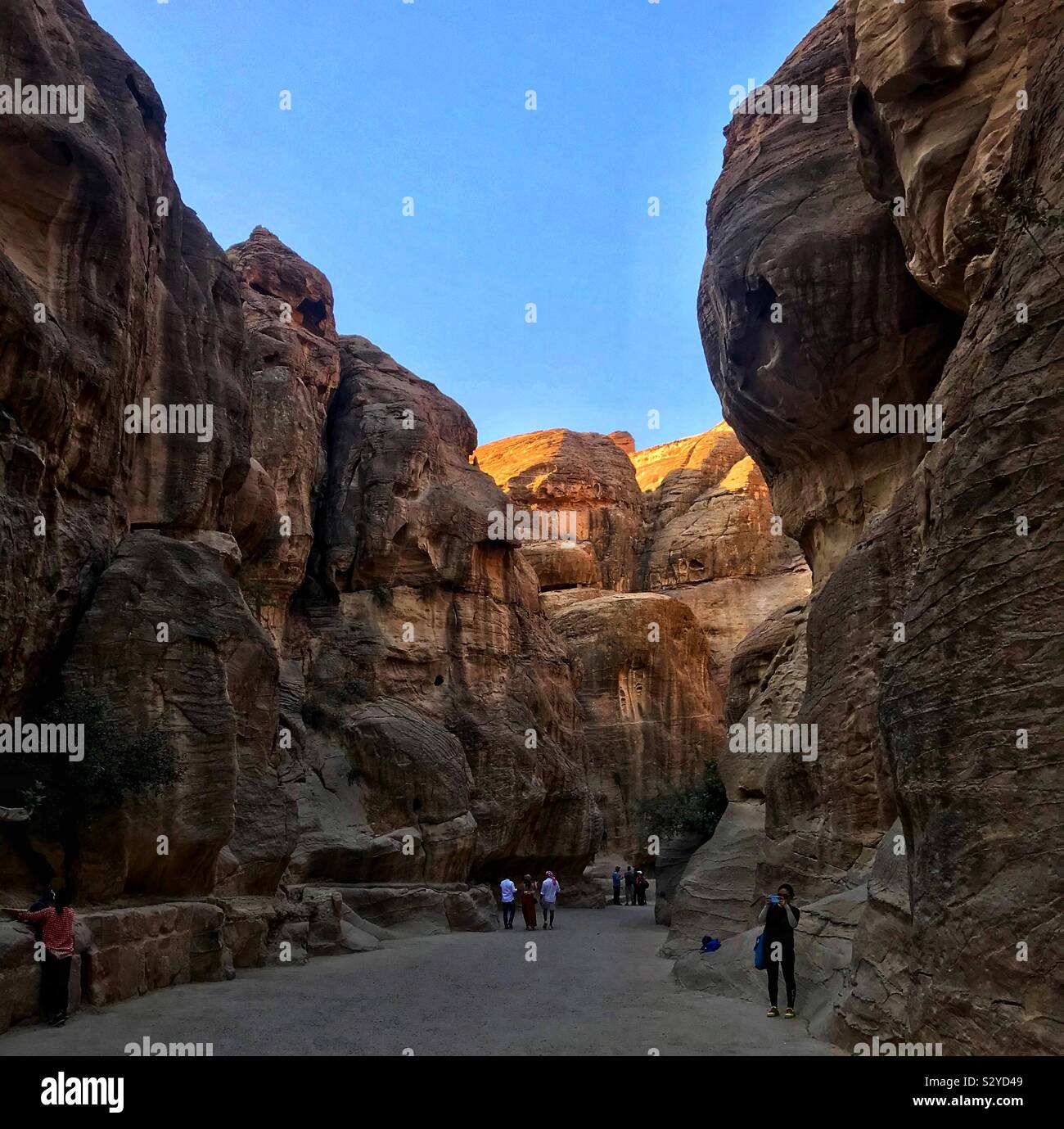 Walking through the siq at Petra. Jordan - Smartphone Captured Stock Image
