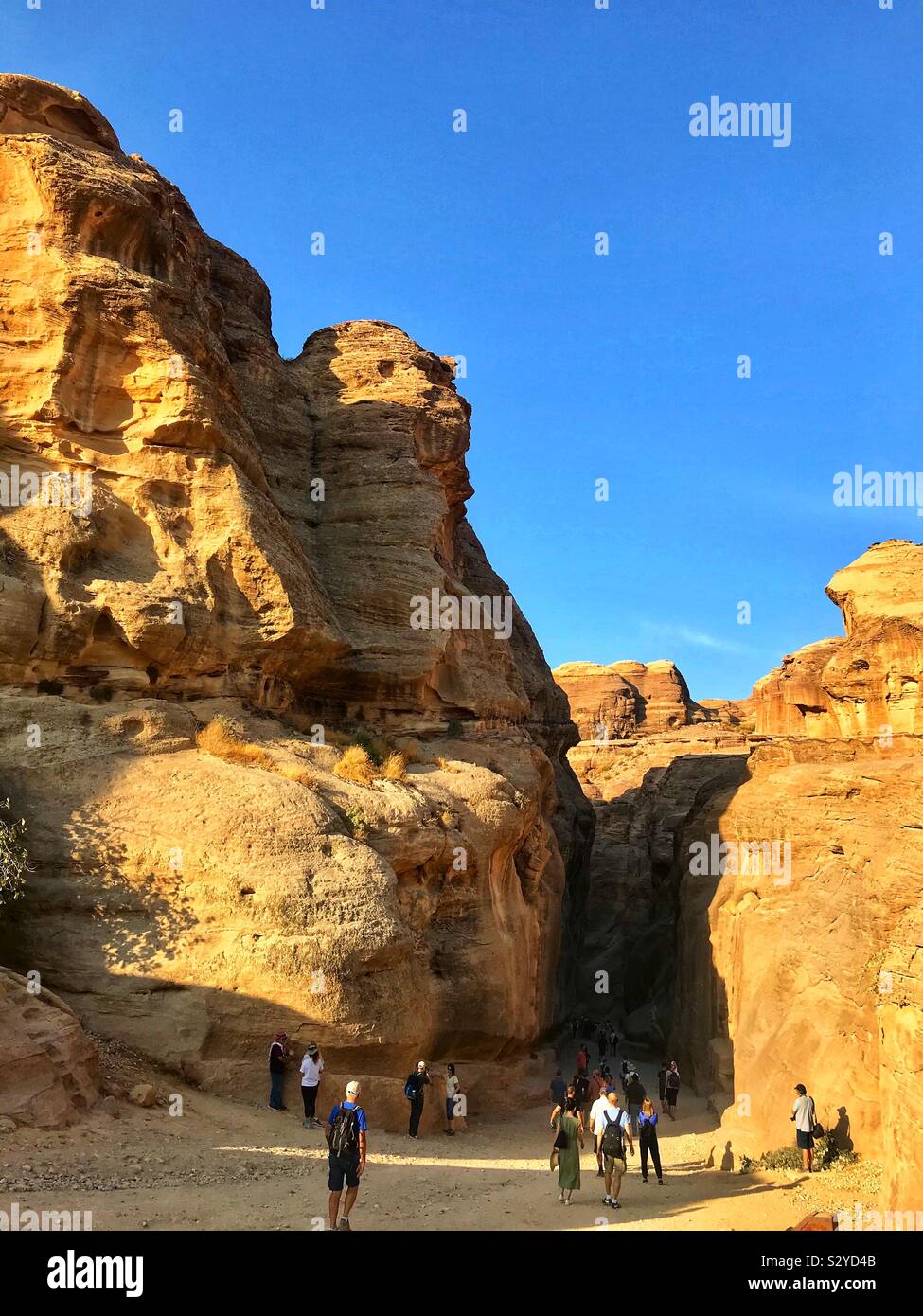 Walking through the siq at Petra. Jordan - Smartphone Captured Stock Image