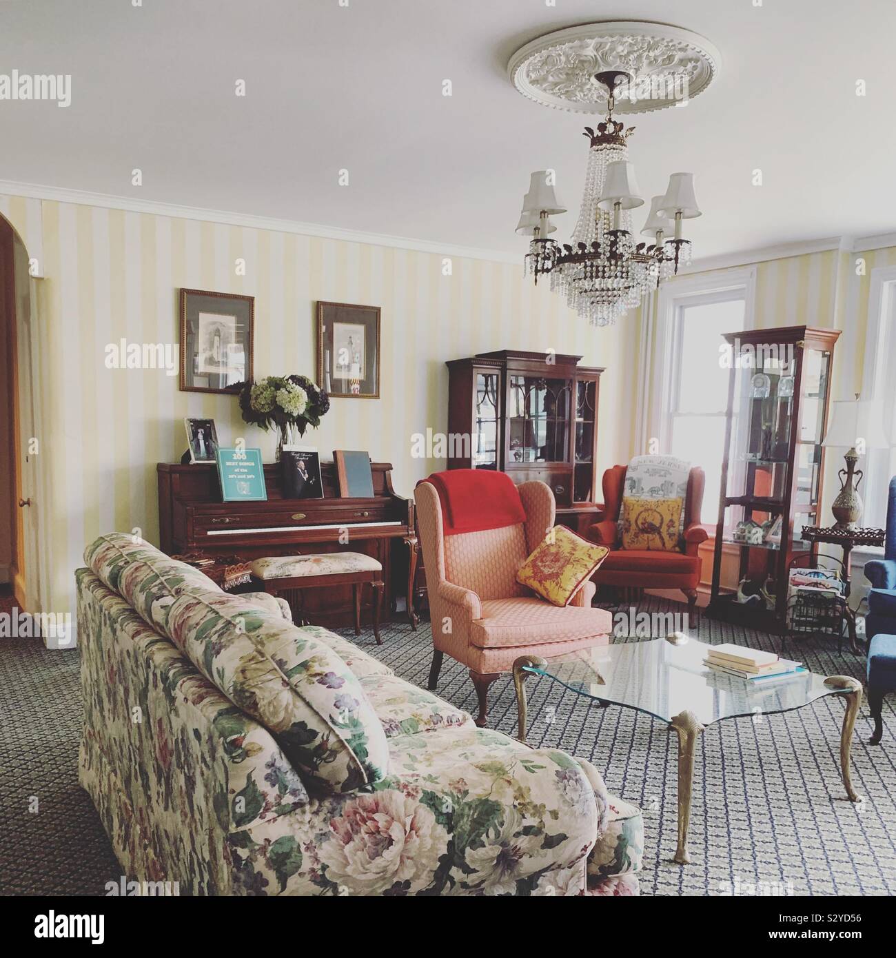 Living room, Lillagaard Bed and Breakfast, Ocean Grove, Neptune Township, Monmouth County, New Jersey, United States - Smartphone Captured Stock Image