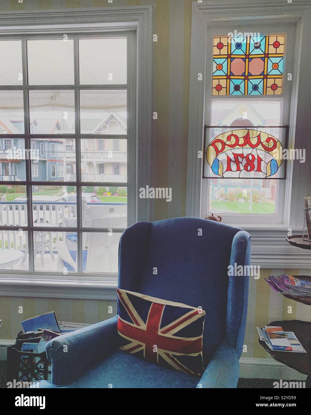 Living room, Lillagaard Bed and Breakfast, Ocean Grove, Neptune Township, Monmouth County, New Jersey, United States - Smartphone Captured Stock Image