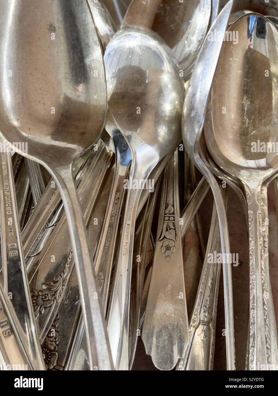Silver Spoons Stock Photo