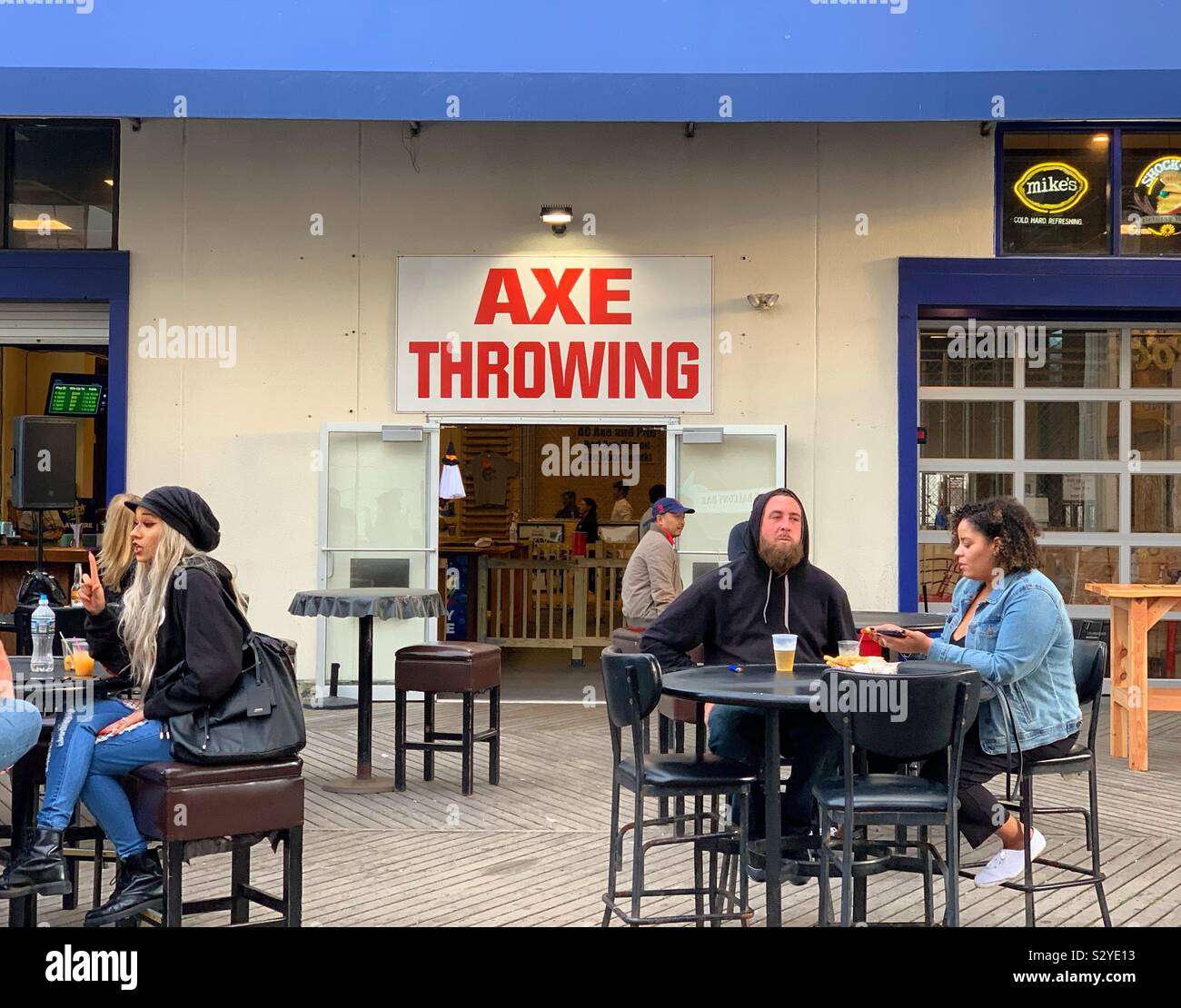Axe Throwing, Boardwalk, Atlantic City, New Jersey, United States Stock