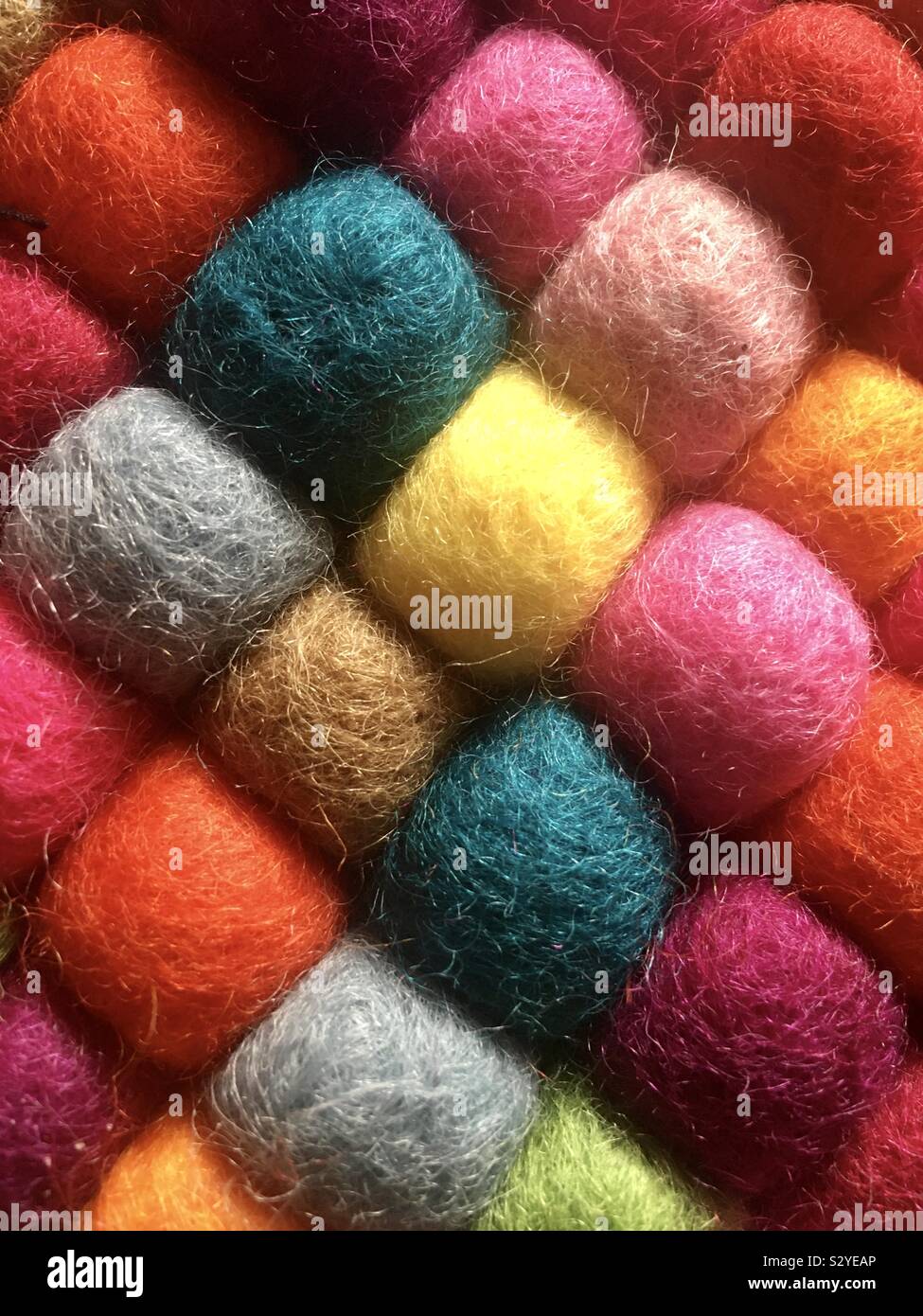 Bright colour wool ball pattern Stock Photo