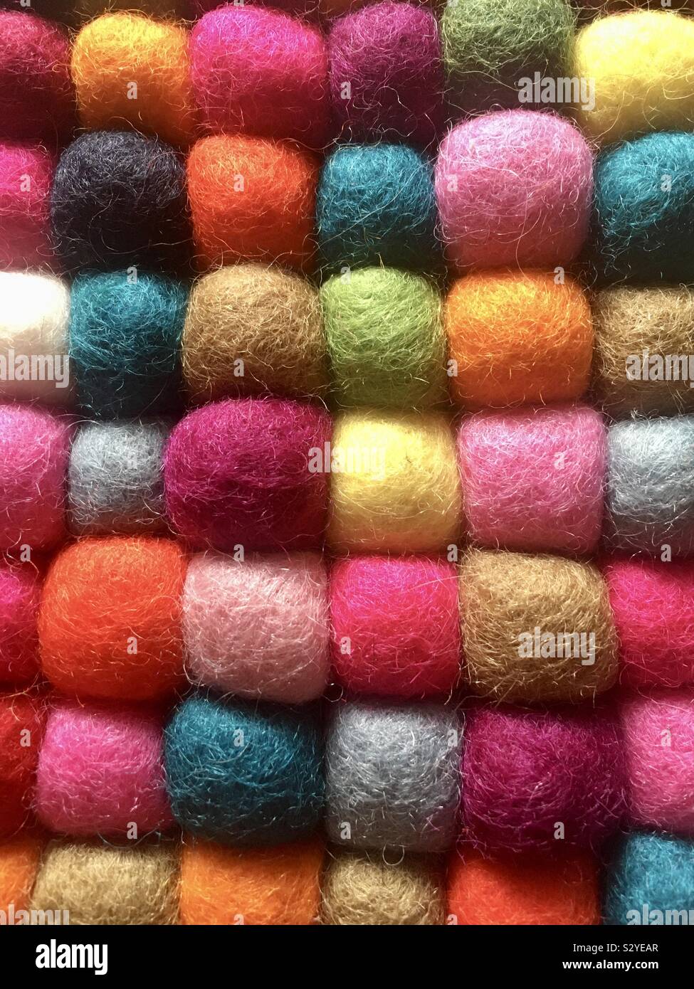 Bright colour wool ball pattern Stock Photo